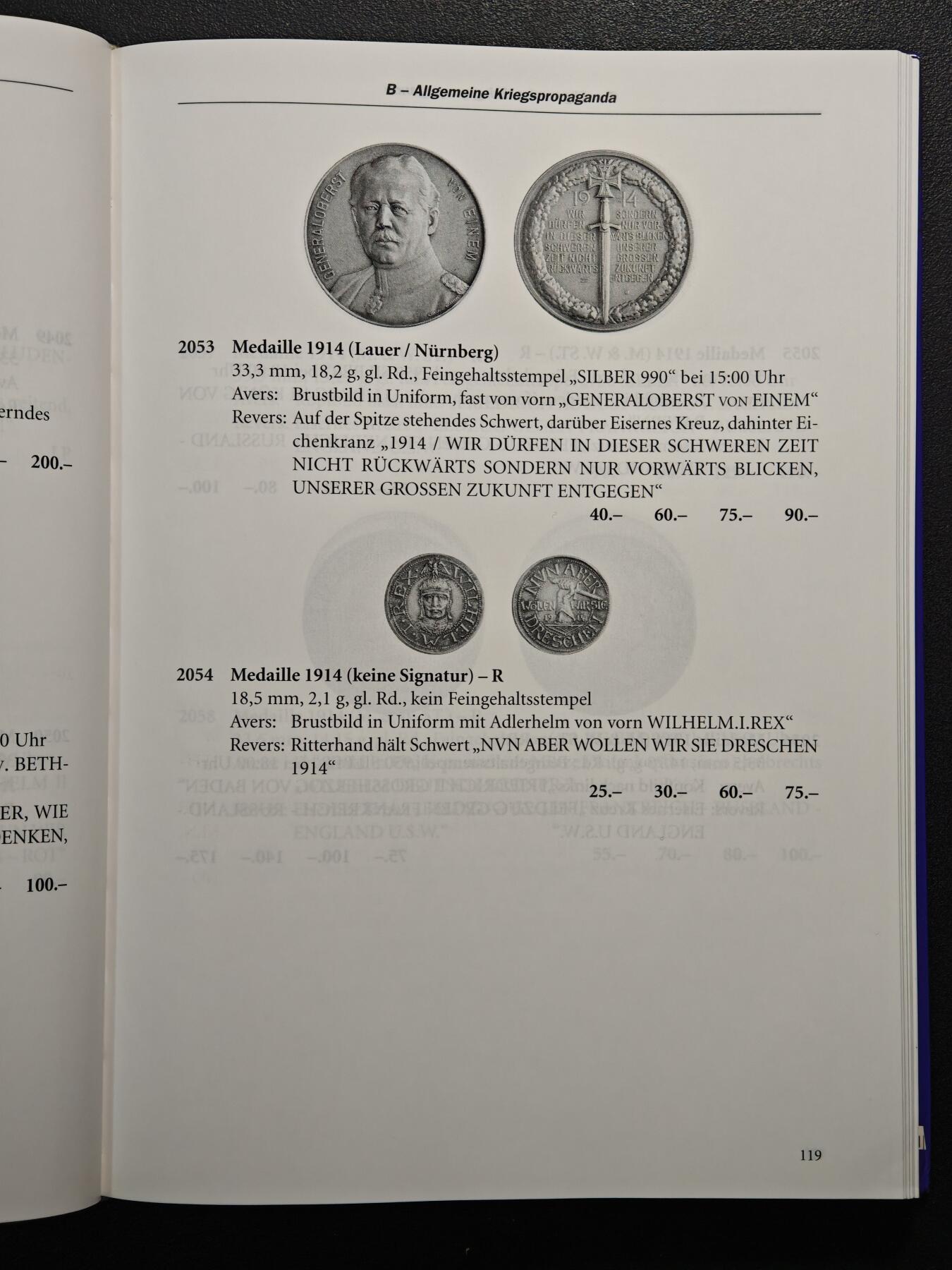 【德藏】世界币章拍卖第148期（拍品征集中~欢迎藏友联系） 97新  硬壳精装  德国一战银章目录 了解一战银章必备工具书 全书约384页