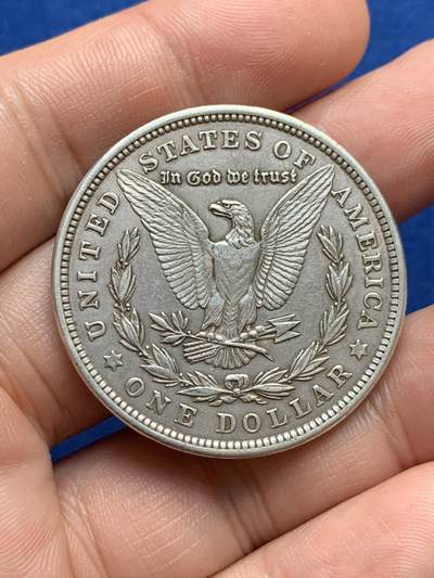 《竞宝斋》第423场 周日，周一，周二  3场连拍 （全场包邮） 美国1921年摩根1美元银币 0.9银 细节很好