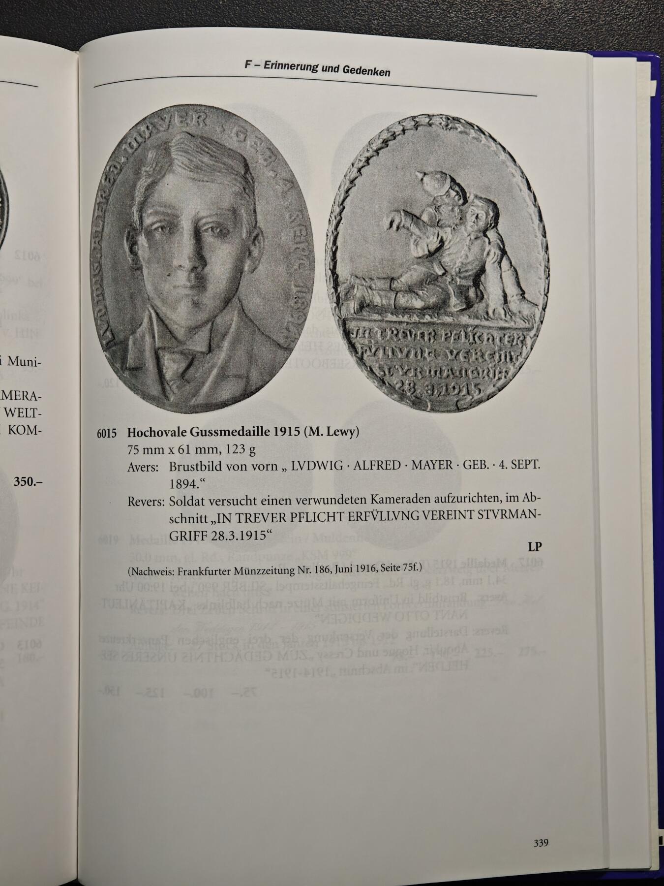 【德藏】世界币章拍卖第148期（拍品征集中~欢迎藏友联系） 97新  硬壳精装  德国一战银章目录 了解一战银章必备工具书 全书约384页