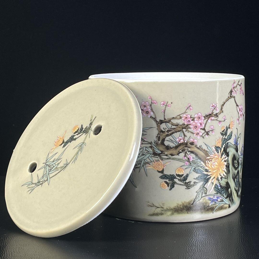 精品老瓷器专场 粉彩花卉盖罐仿古陶瓷