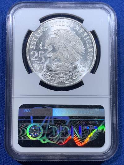 《竞宝斋》第423场 周日，周一，周二  3场连拍 （全场包邮） NGC MS67 墨西哥1968年25比索银币 经典奥运题材 币面干净 高分少见