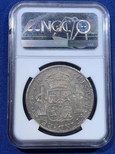 《竞宝斋》第423场 周日，周一，周二  3场连拍 （全场包邮） NGC UNCD 墨西哥1808年卡洛斯四世8里亚尔大银币 带转光 细节极佳 热门品种