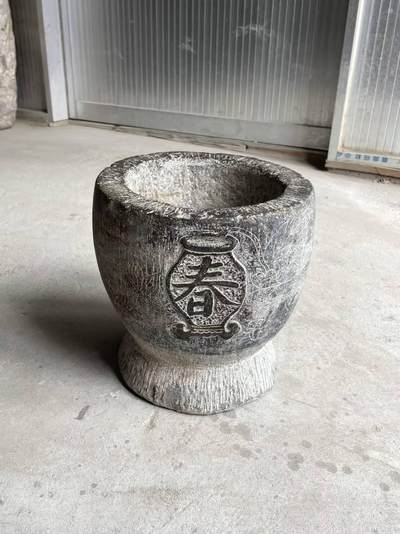 清代青石满雕工圆盆  直径20厘米高23厘米 - 清代青石满雕工圆盆  直径20厘米高23厘米