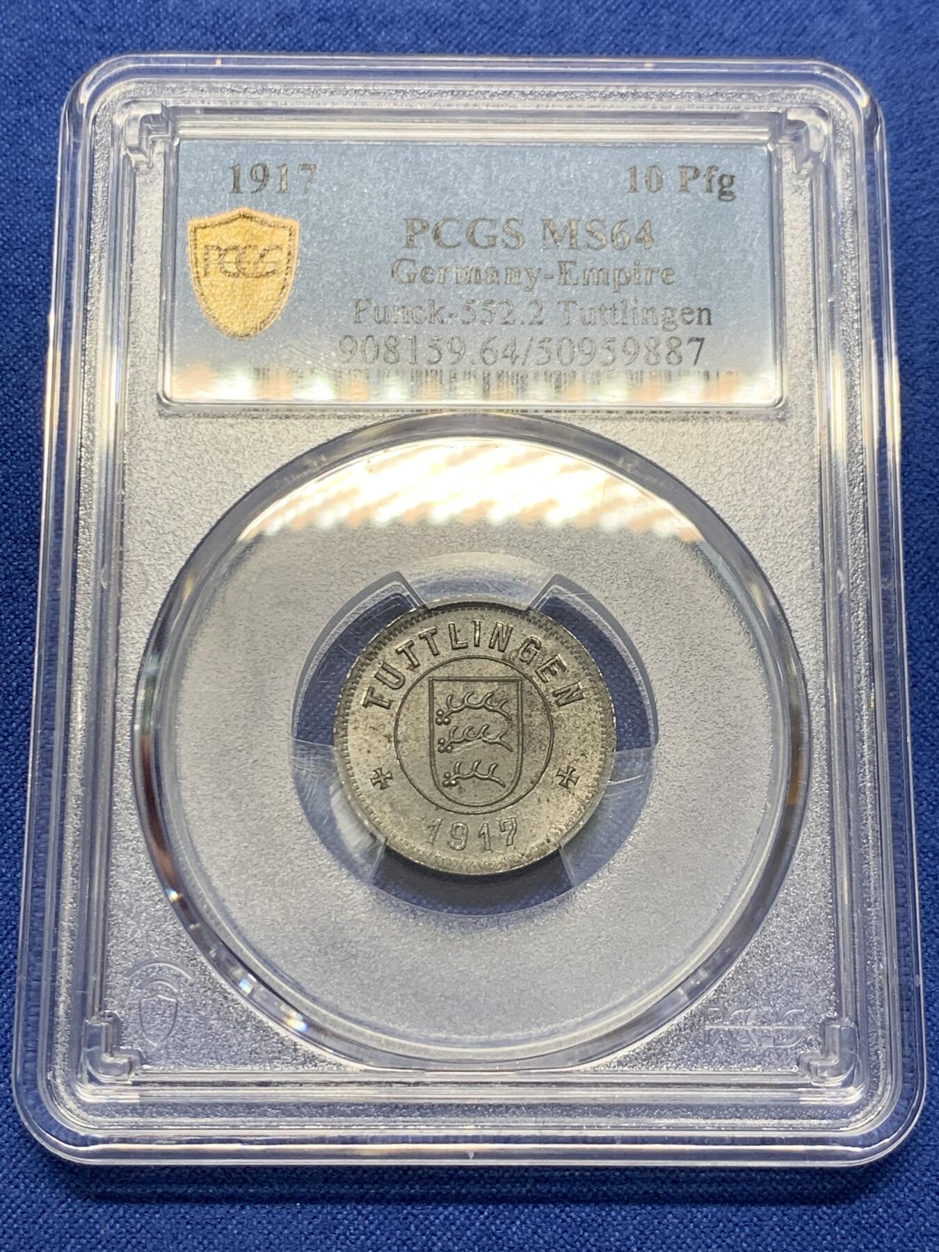 《竞宝斋》第423场 周日，周一，周二  3场连拍 （全场包邮） PCGS MS64 德国1917年10芬尼