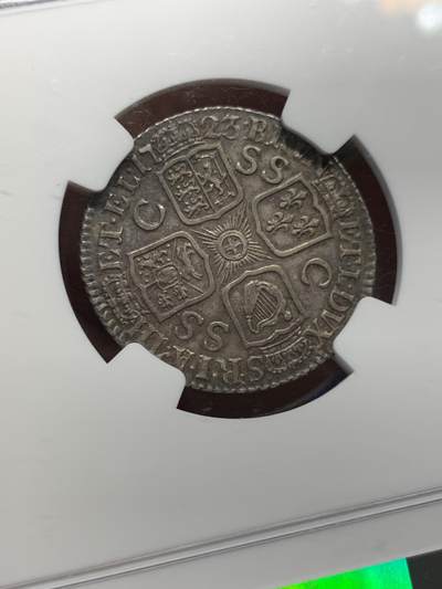 《竞宝斋》第423场 周日，周一，周二  3场连拍 （全场包邮） NGC AU55 英国1723年SSC版乔治一世1先令银币 少见品种 有分不易