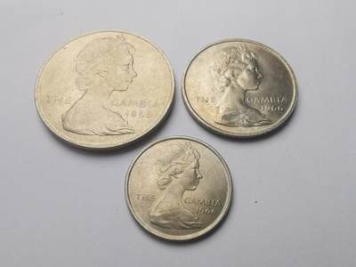 巨藏钱币第二期10月3号8点开拍古今中外硬币专场 英属冈比亚1966年6便士1-2先令镍币3枚套