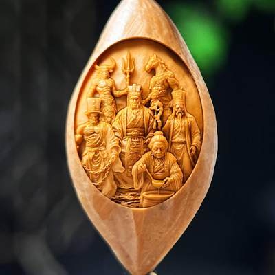 橄榄核雕 2.0地府 文玩单粒吊坠 - 橄榄核雕 2.0地府 文玩单粒吊坠