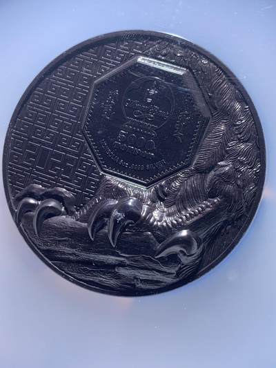 《竞宝斋》第423场 周日，周一，周二  3场连拍 （全场包邮） NGC PF70 蒙古2023年野生动物系列-草原隼（钌化）5000图格里克精制纪念银币（CIT超高浮雕，5盎司重，999纯银，155.5克，45MM，限量3000枚）加大加厚盒 细节见图