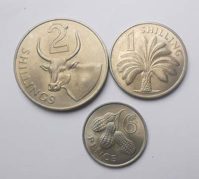 巨藏钱币第二期10月3号8点开拍古今中外硬币专场 - 英属冈比亚1966年6便士1-2先令镍币3枚套