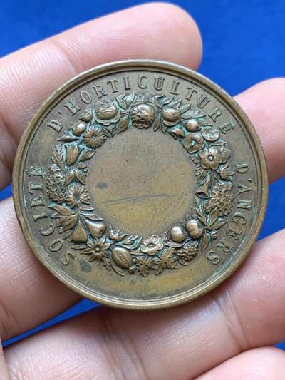 《竞宝斋》第423场 周日，周一，周二  3场连拍 （全场包邮） 法国昂热园艺协会铜章 36.1克 41.3mm 丰饶角铜标