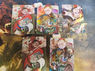 阳大大卡牌拍卖第73期（持续收拍品，周五晚上九点截拍，进群福利早知道） - 【彩闪小套】启读文化 李广神话 钟馗+齐天大圣+钟馗+齐天大圣+二郎神 5张