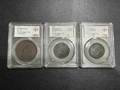 《外钞收藏家》第五百七十一期（国庆场第二场）（本平台长期征集拍品、欢迎藏友们联系合作） - 湖北、江西、四川 三枚铜币一起 公博评级