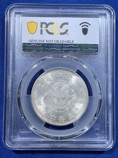 《竞宝斋》第423场 周日，周一，周二  3场连拍 （全场包邮） PCGS UNCD 1911云南半圆龙四空圈 金鱼尾小背逆 光感很不错