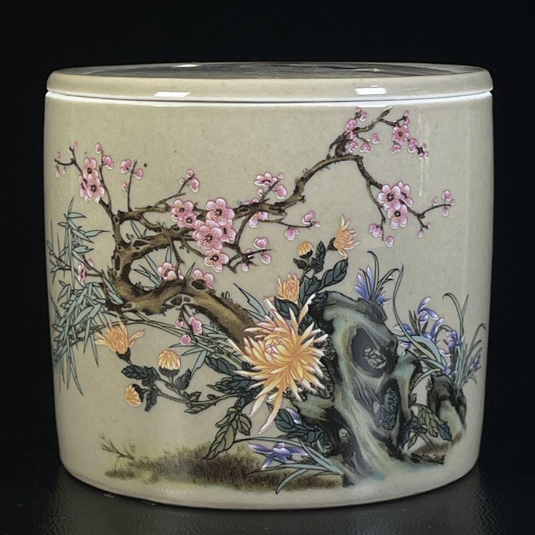 精品老瓷器专场 粉彩花卉盖罐仿古陶瓷