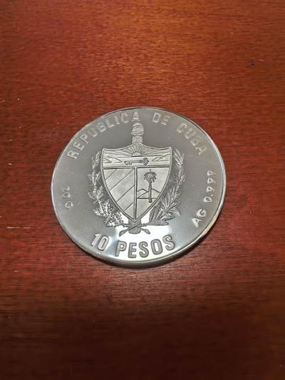 长老汇蛇年精选第五十四场拍卖  1989古巴发现美洲10比索精制银币，20克999银，8855枚