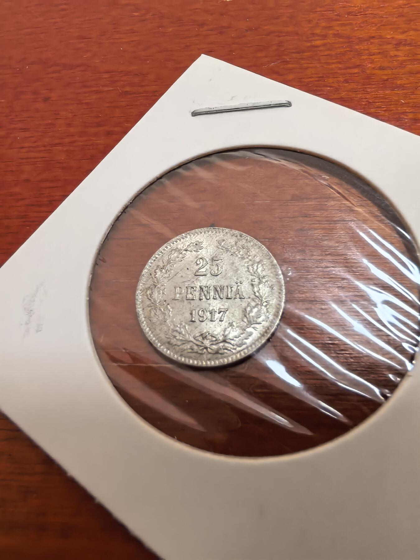 长老汇蛇年精选第五十四场拍卖 1917芬兰25盆尼银币，议会掌权无皇冠版