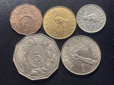 邮泉阁限时拍卖第二十七场 各国硬币专场（硬币在国外。上一个包裹出了点问题，请大家耐心等待。） - 坦桑尼亚5枚