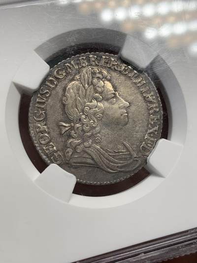 《竞宝斋》第423场 周日，周一，周二  3场连拍 （全场包邮） NGC AU55 英国1723年SSC版乔治一世1先令银币 少见品种 有分不易