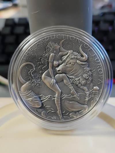 第177期拍卖【长期征集拍品】 - 喀麦隆2022年国色天香系列4欧罗巴女神2盎司银币，999银，发行500枚，