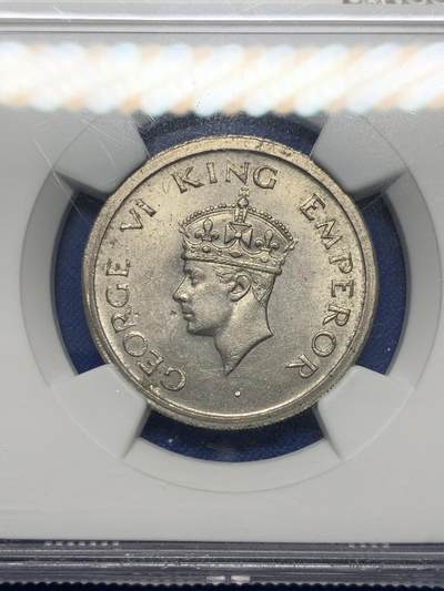 《竞宝斋》第423场 周日，周一，周二  3场连拍 （全场包邮） NGC MS62 印度1947年1卢比 最后的英属殖民地卢比