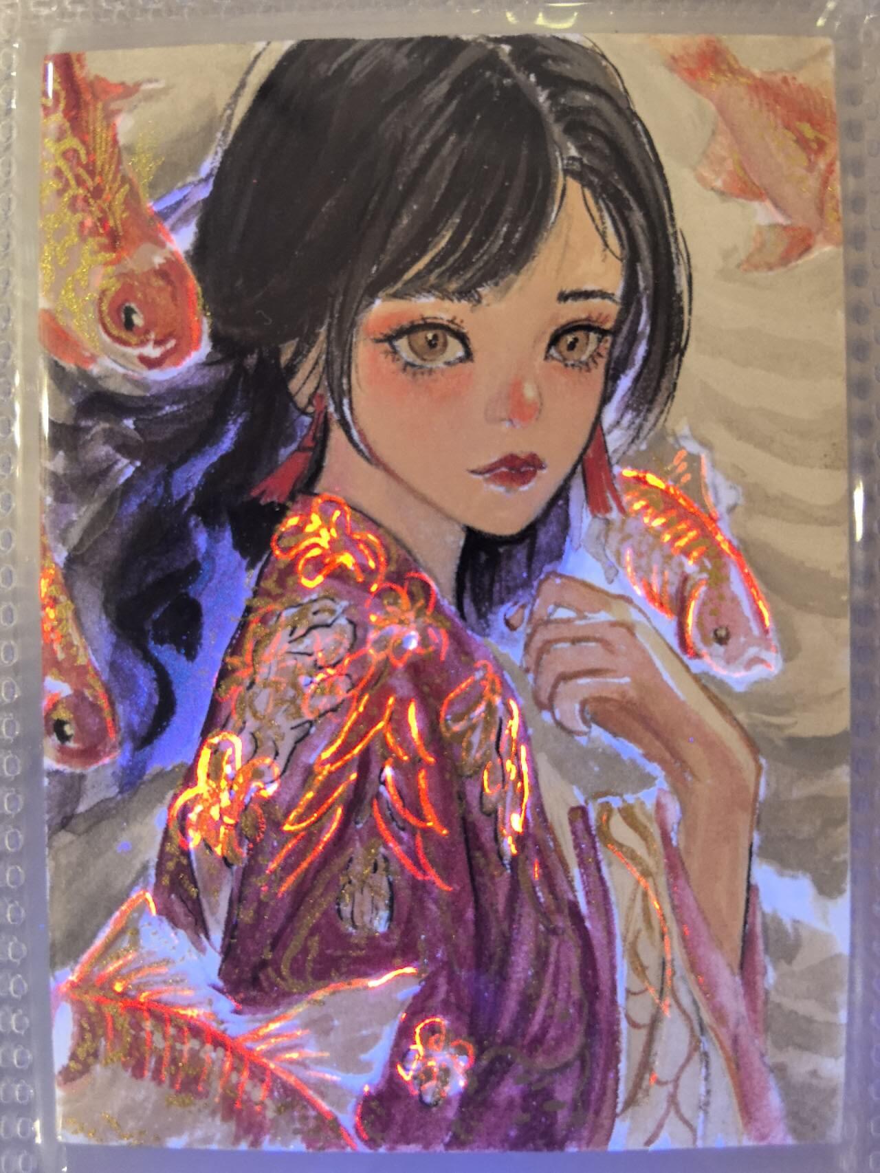 丫丫卡拍第8期（周二21点截止） 【手绘卡】锦鲤少女《仙贝》
