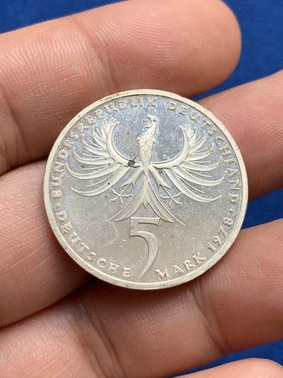 《竞宝斋》第423场 周日，周一，周二  3场连拍 （全场包邮） 德国1978年5马克精制纪念银币