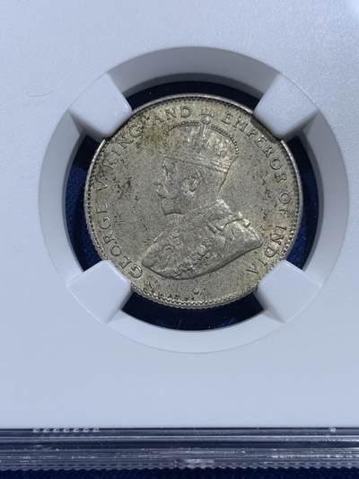 《竞宝斋》第423场 周日，周一，周二  3场连拍 （全场包邮） NGC AU58 英属锡兰 1921年B版 乔五 50分 银币 ，更高分仅3枚！