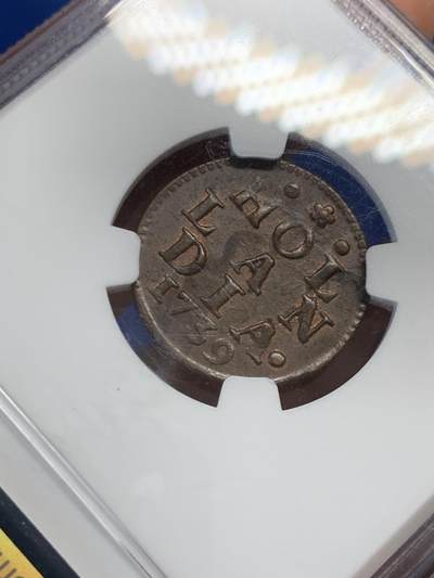 《竞宝斋》第423场 周日，周一，周二  3场连拍 （全场包邮） NGC MS61BN 1739年荷兰1duit 三百年铜币上MS极为不易且遇且珍惜