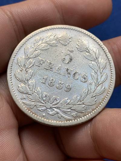 《竞宝斋》第423场 周日，周一，周二  3场连拍 （全场包邮） 法国1839年菲利普一世5法郎大银币