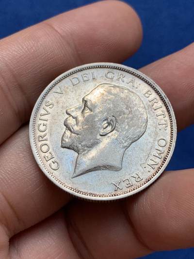 《竞宝斋》第423场 周日，周一，周二  3场连拍 （全场包邮） 英国1916年乔治五世半克朗银币 925高银