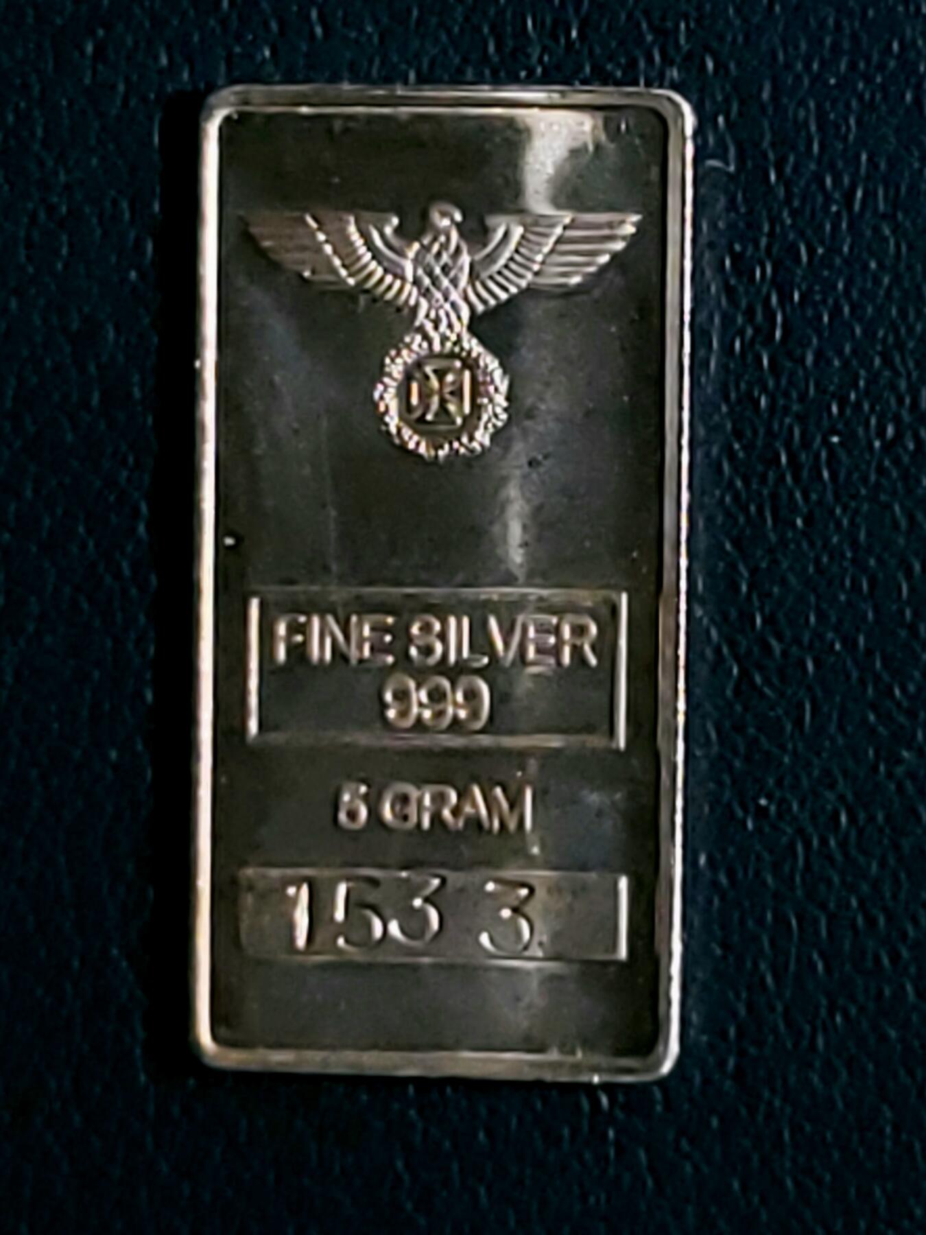 少见、德国二战时期土兵5克银条代用币（编号1307）