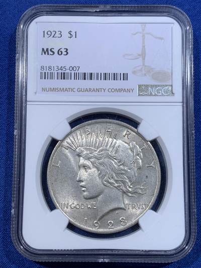 《竞宝斋》第423场 周日，周一，周二  3场连拍 （全场包邮） - NGC MS63 美国1923年和平银元，细节清晰，原光品质