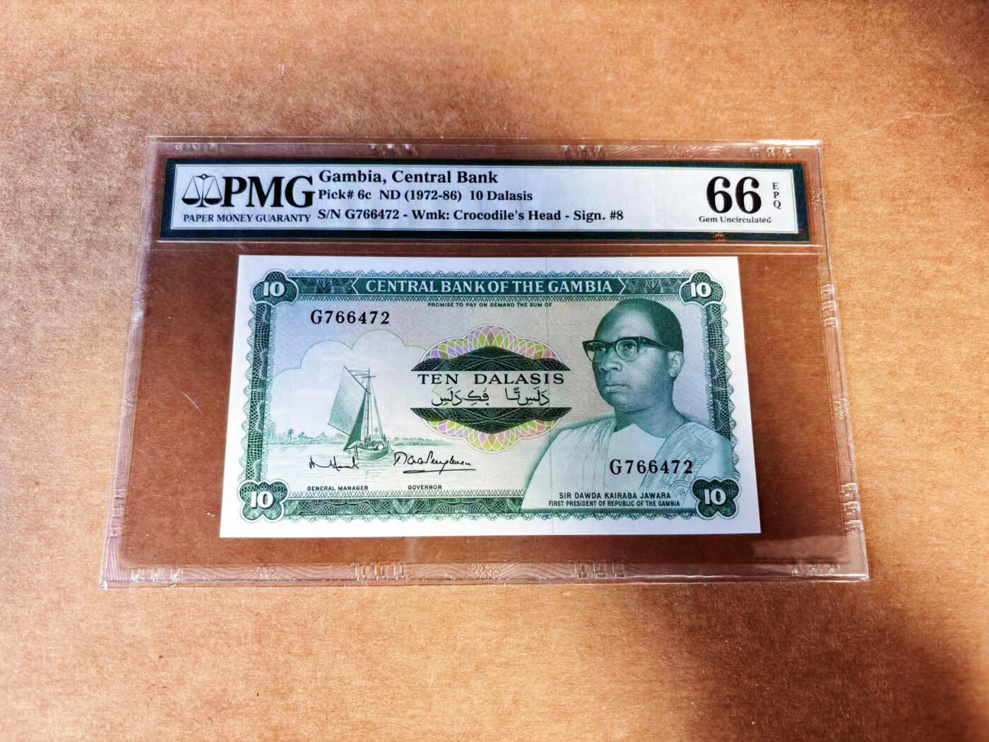 【Blue Auction】世界纸币精拍第732期——祝各位藏友国庆中秋假期快乐！ 冈比亚1972-86年10达拉西 PMG66EPQ 