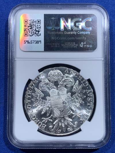 《竞宝斋》第423场 周日，周一，周二  3场连拍 （全场包邮） NGC MS65 双须版 奥地利1780大奶妈银币 原光 双须版好品稀少