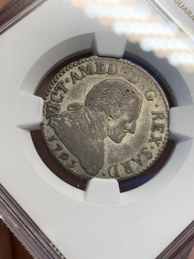 《竞宝斋》第423场 周日，周一，周二  3场连拍 （全场包邮） NGC F15 意大利1795年撒丁王国维托里奥阿玛迪奥三世20Sol银币 稀少品 有分不易