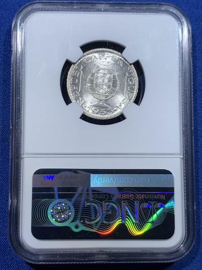 《竞宝斋》第423场 周日，周一，周二  3场连拍 （全场包邮） NGC MS65 葡属佛得角1953年10E银币