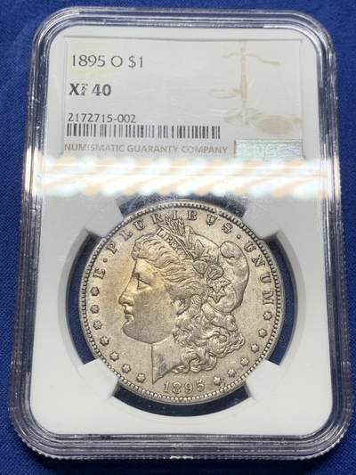 《竞宝斋》第423场 周日，周一，周二  3场连拍 （全场包邮） - NGC XF40 美国 1895年 一美元 摩根银币 “摩根王”年份 整体味道和状态不错 砸盒重评有望加分