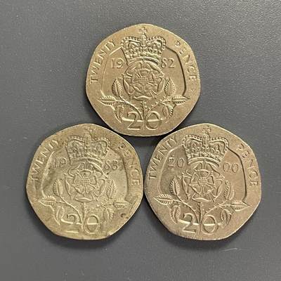 回流钱币1001-1 - 英国七边形20便士不同年份3枚