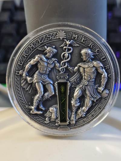 第177期拍卖【长期征集拍品】 - 纽埃2022年双神赫尔墨斯与墨丘利2盎司银币盒证齐全，999银，发行500枚