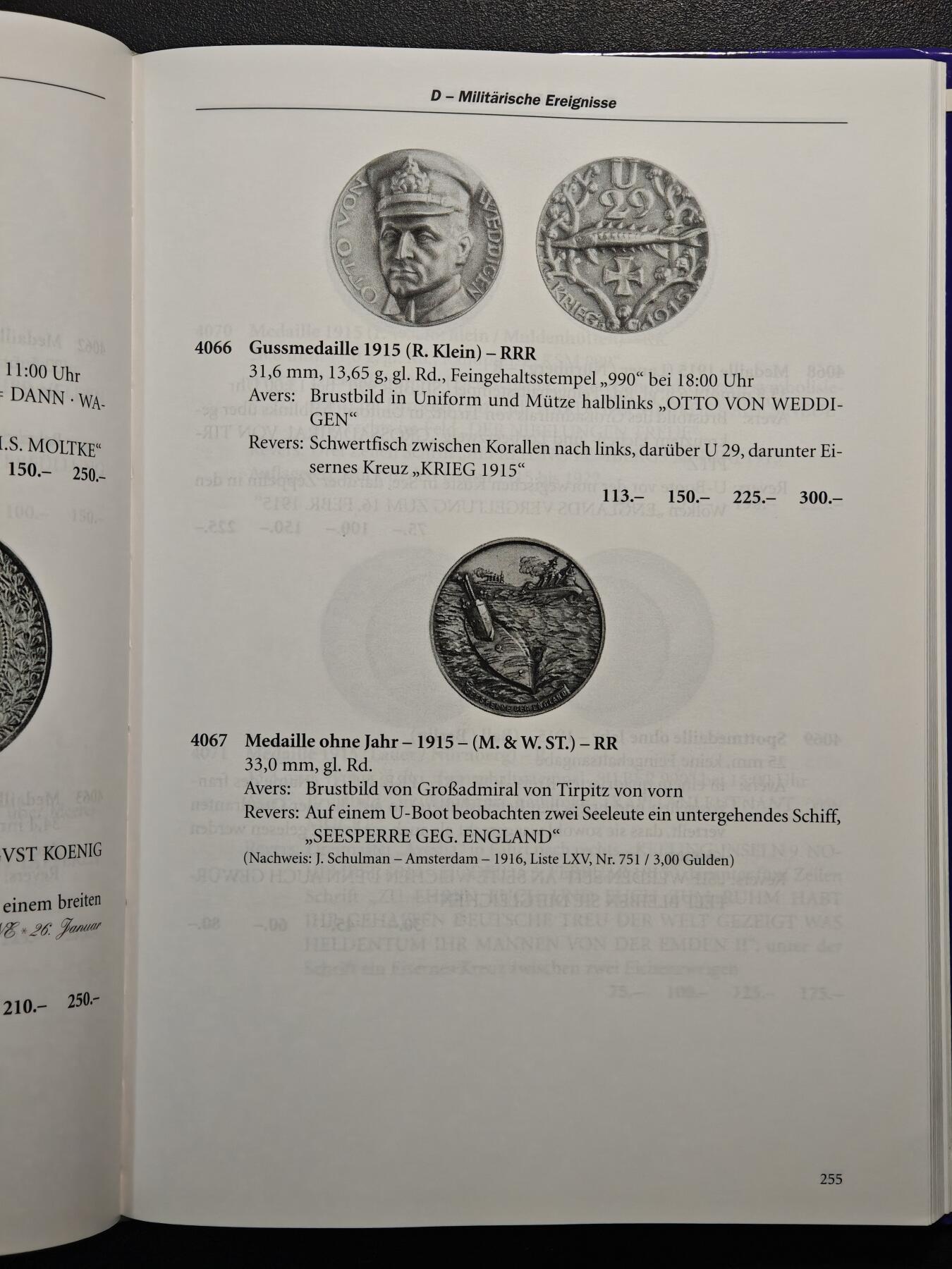 【德藏】世界币章拍卖第148期（拍品征集中~欢迎藏友联系） 97新  硬壳精装  德国一战银章目录 了解一战银章必备工具书 全书约384页