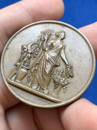 《竞宝斋》第423场 周日，周一，周二  3场连拍 （全场包邮） 法国昂热园艺协会铜章 36.1克 41.3mm 丰饶角铜标