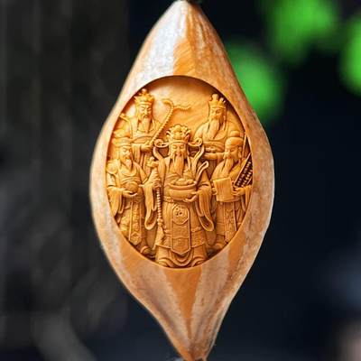 橄榄核雕 2.0五路财神 文玩单粒吊坠 - 橄榄核雕 2.0五路财神 文玩单粒吊坠