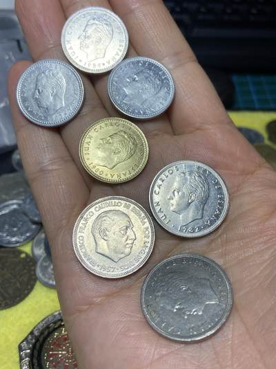2025年第九十八场(总第一百二十四场）外国好品散币(免佣金) - 西班牙🇪🇸7枚：1980年、1983年、1984年、1985年1比塞塔，1957年、1982年、1983年5比塞塔