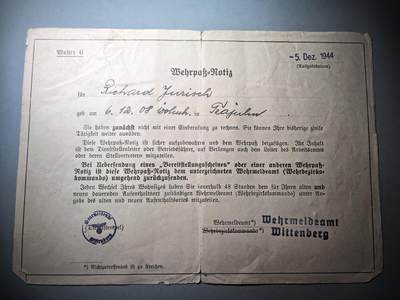 盛世勋华——号角文化勋章邮票专场拍卖第281期 - 德国（1939）国防军兵役登记证明