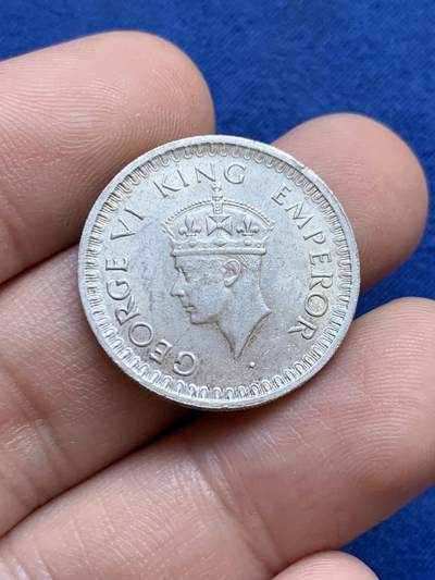 《竞宝斋》第424场 周日，周一，周二  3场连拍 （全场包邮） 两枚一组 印度1944年银币 1/4卢比+1/2卢比