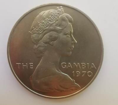 巨藏钱币第二期10月3号8点开拍古今中外硬币专场 冈比亚1970年8先令大镍币-大河马41.2mm