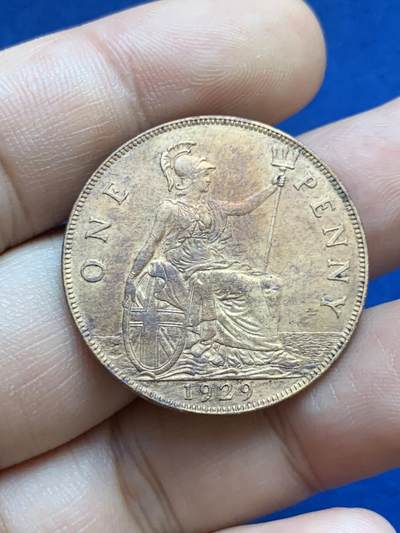 《竞宝斋》第424场 周日，周一，周二  3场连拍 （全场包邮） 英国1929年乔治五世1便士铜币 细节好