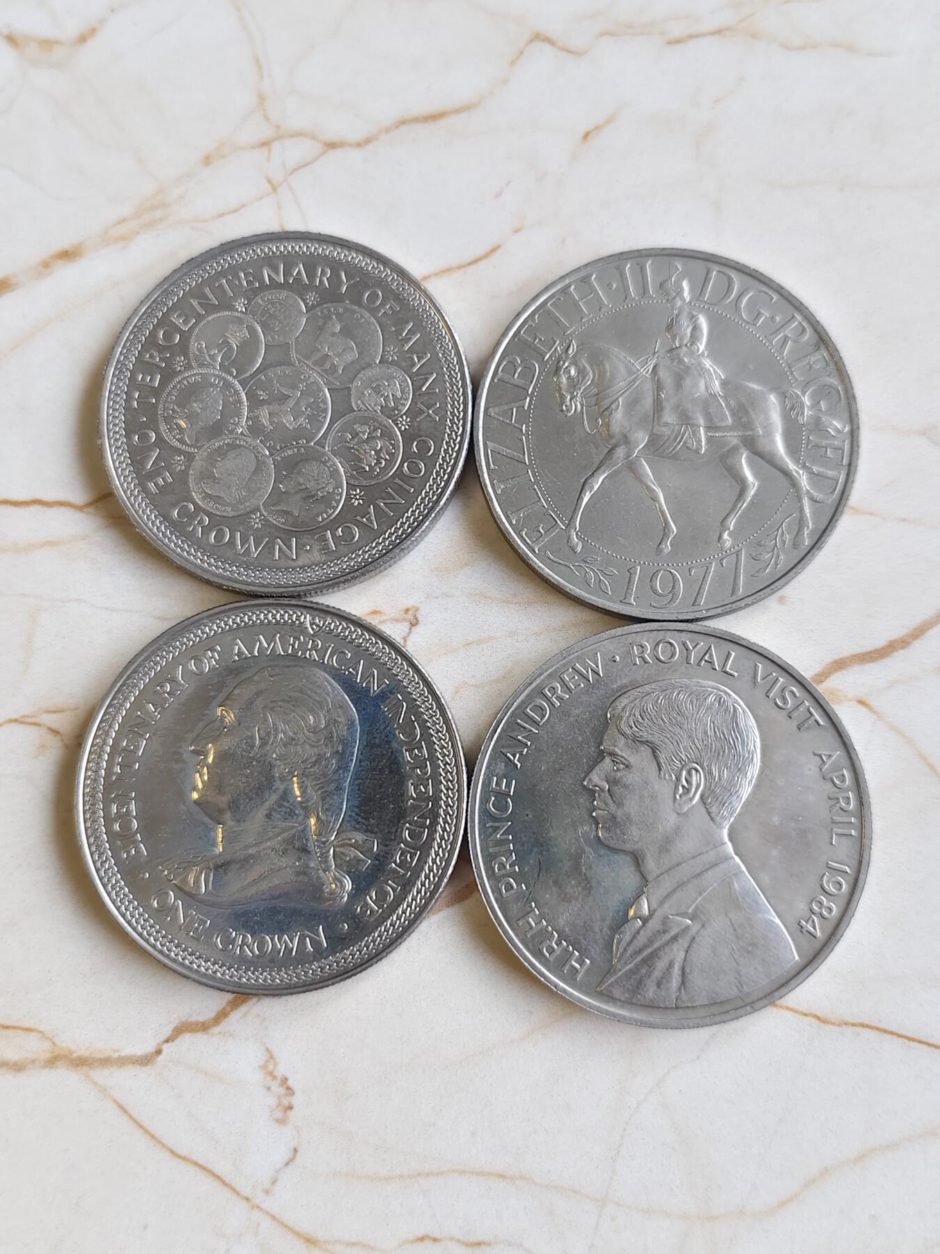 第177期拍卖【长期征集拍品】 马恩克朗纪念币2枚，英国克朗币1枚，圣赫勒拿克朗币一枚。真便宜