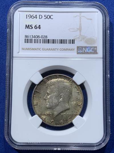 《竞宝斋》第424场 周日，周一，周二  3场连拍 （全场包邮） - NGC MS64 美国1964肯尼迪半美元银币 高银 经典品种 包浆不错