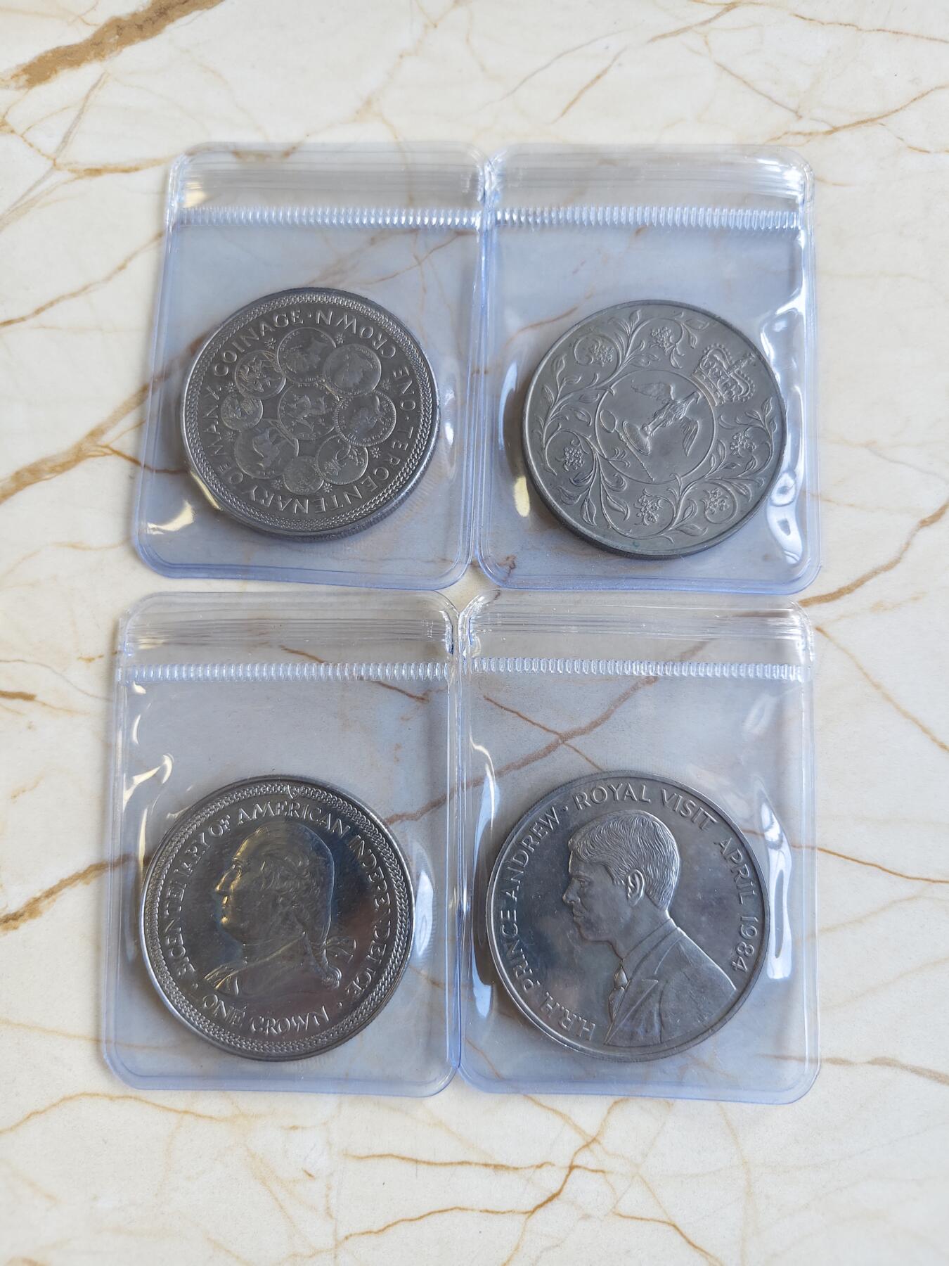 第177期拍卖【长期征集拍品】 马恩克朗纪念币2枚，英国克朗币1枚，圣赫勒拿克朗币一枚。真便宜
